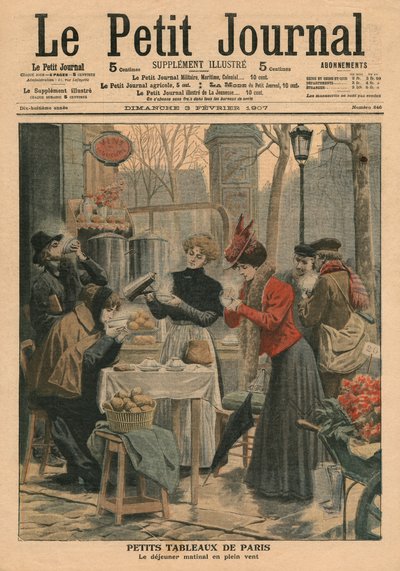 Street scenes of Paris, breakfast in open air, illustration from 